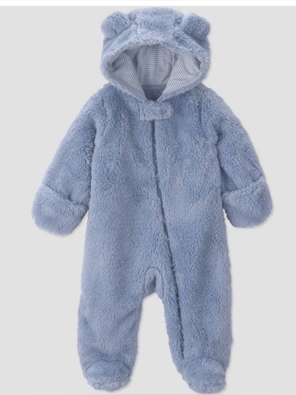 Carter's Just One You Baby Blue Sherpa Fleece Hooded Pram Snowsuit Bunting 3mo